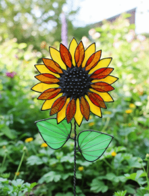 "Handmade Stained Glass Sunflower" - Stained Glass Tropical Flower 3D, Sun Catcher, Table Plant Decor, Outdoor & Gardening Flower Decor, Special Gift