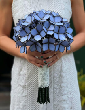 Stained Glass Blue Hydrangea Bouquet – Home Decor | Wedding